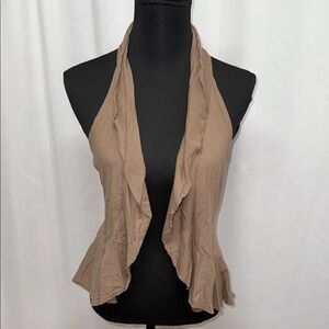 Maurices Brown Neutral Draped Halter Top / Open Front Vest. Festival Casual